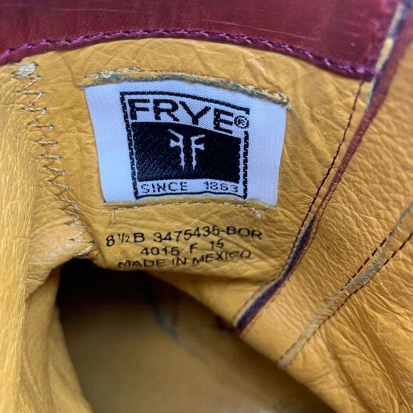 Frye Campus Short Heeled Boots Leather Western Square Toe Size 8.5 Burgundy - Picture 9 of 9